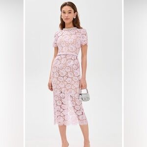 Self-Portrait Pink Lace Midi Dress with Pearl Collar – Worn Once – Size 4